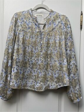Sofie Schnoor Oversized Metallic Floral Long Sleeve Blouse